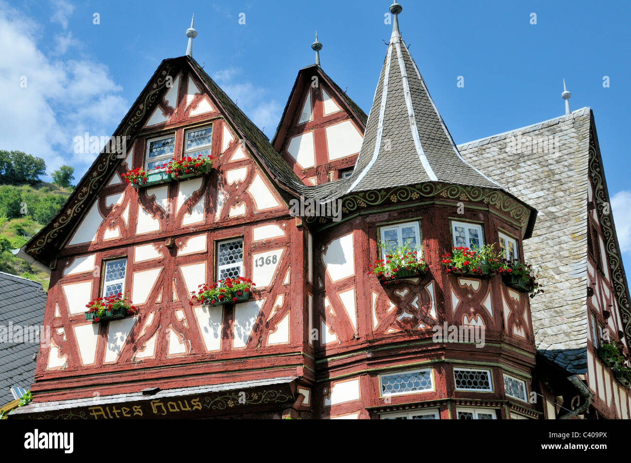 1368, vieux, Bacharach, Allemagne, Europe, maisons à colombages, maison, maison, MoyenÂge