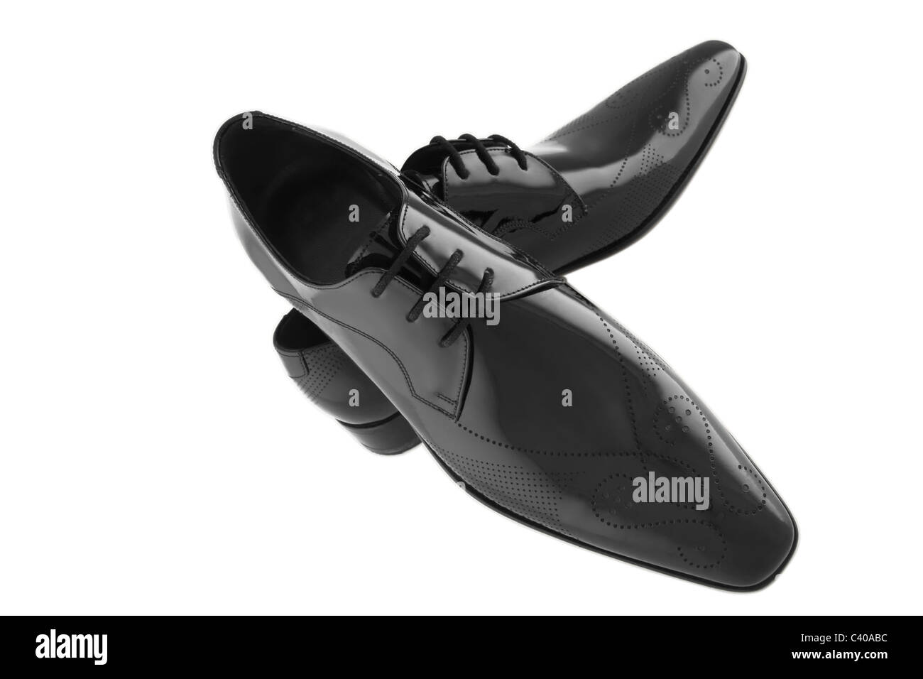 Chaussures homme noir isolé sur fond blanc Banque D'Images