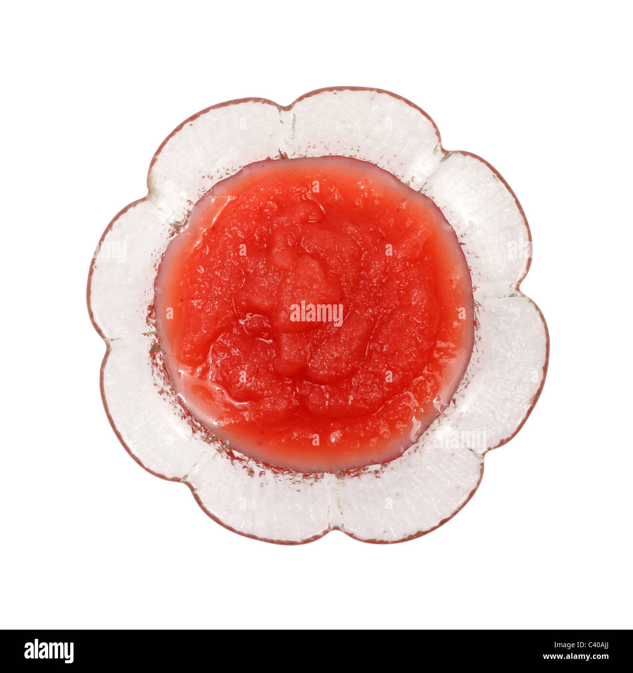 Compote de fraises en petit plat Banque D'Images