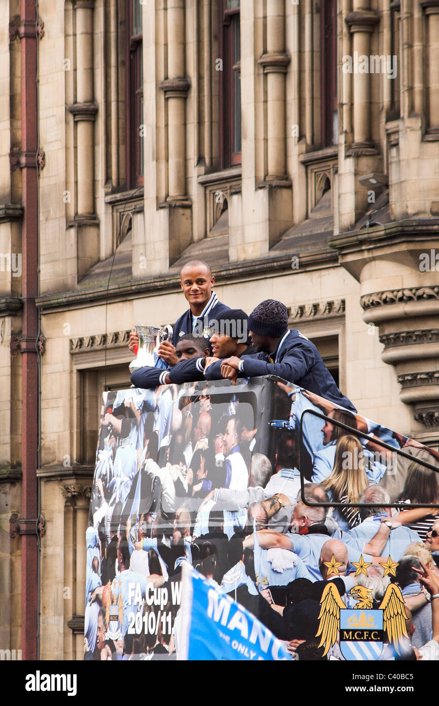 Parade de la coupe de Manchester City tour bus et les joueurs, 2011 Banque D'Images