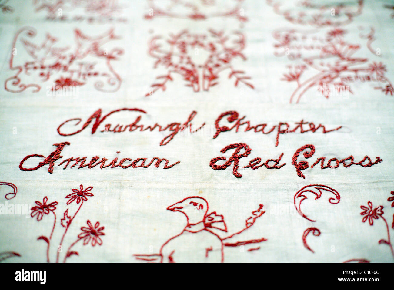 Le rouge et le blanc American Quilt Banque D'Images