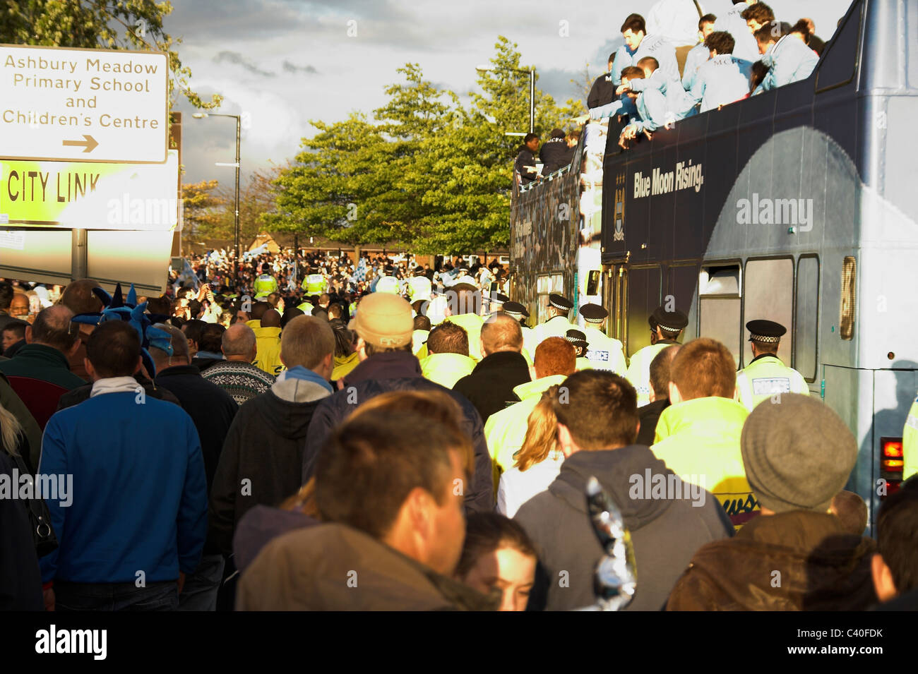 Fans, Manchester City Cup Parade, 2011 Banque D'Images