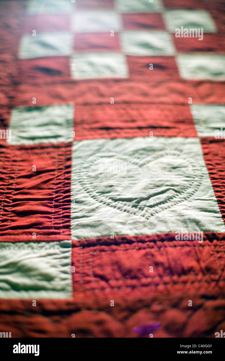 Le rouge et le blanc American Quilt Banque D'Images