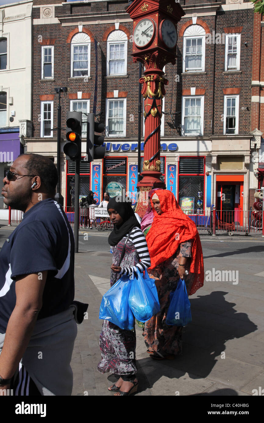 Leïde, une zone à Londres avec l'une des plus grandes de la population ethnique afro-antillais en particulier. Tour de l'horloge du Jubilé est montré Banque D'Images