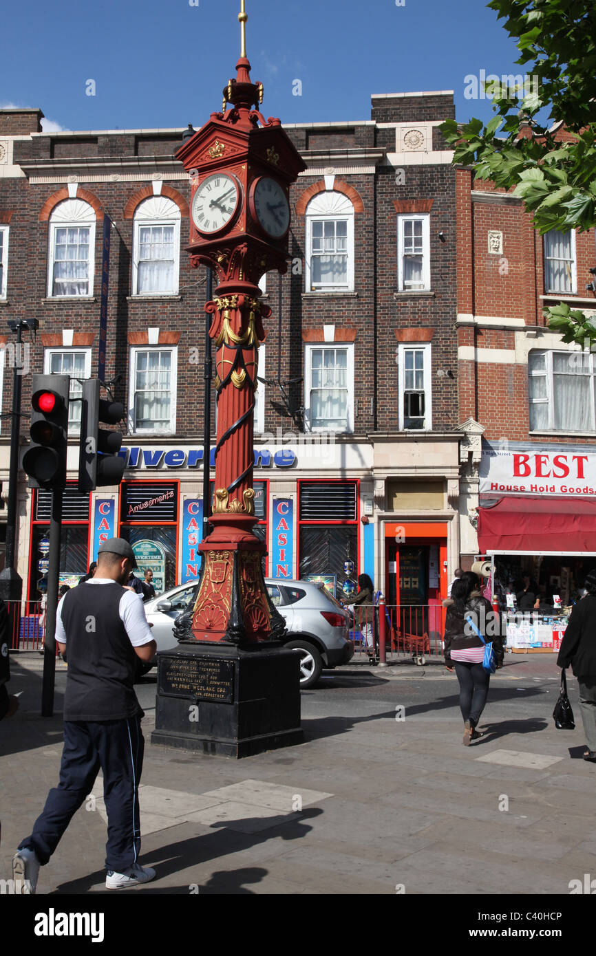 Leïde, une zone à Londres avec l'une des plus grandes de la population ethnique afro-antillais en particulier. Tour de l'horloge du Jubilé est montré Banque D'Images