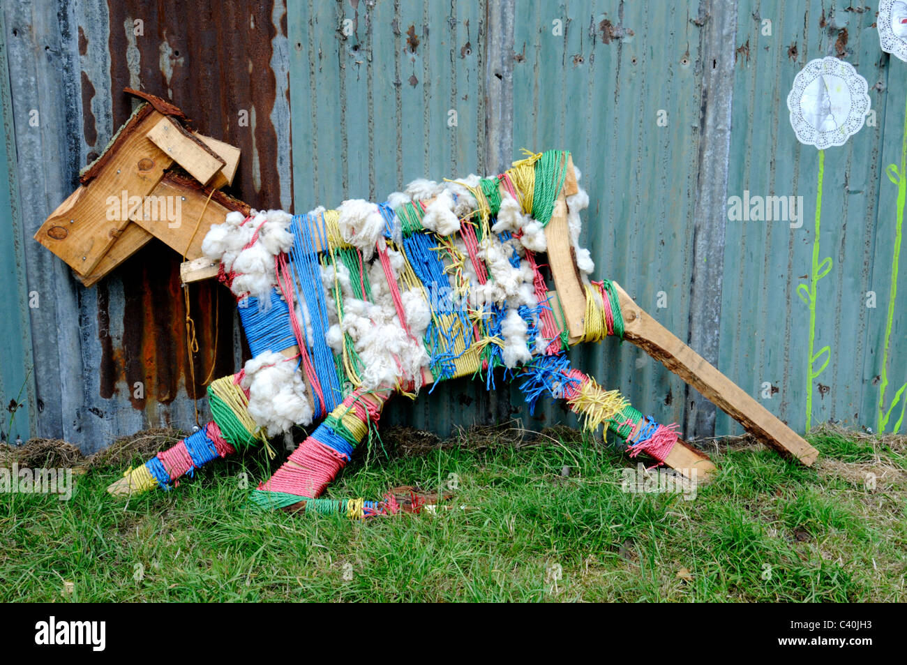 Recycler des moutons fait maison modèle sculpture Banque D'Images