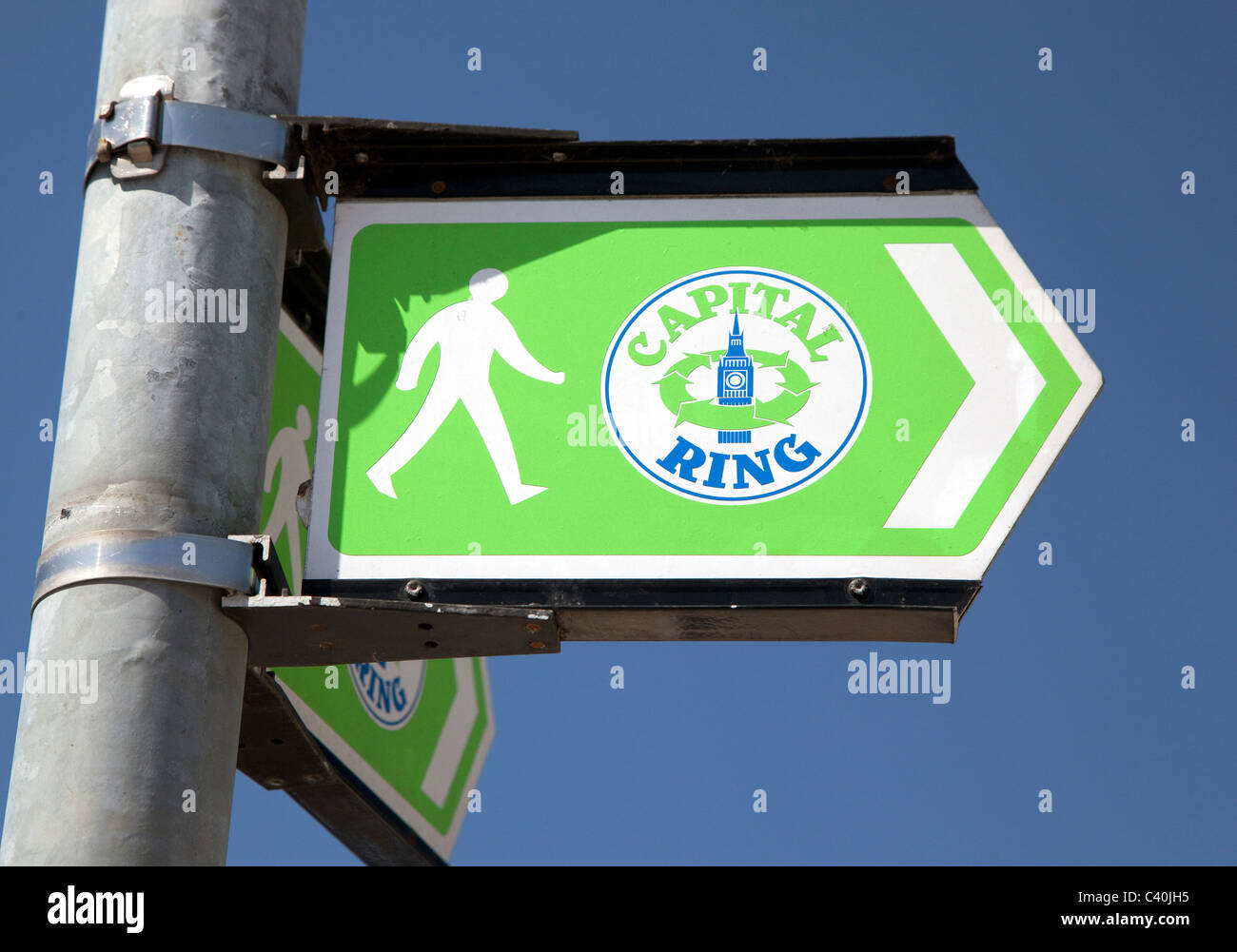 Panneau de l'itinéraire pédestre autour de l'anneau Capital Centre de Londres Banque D'Images
