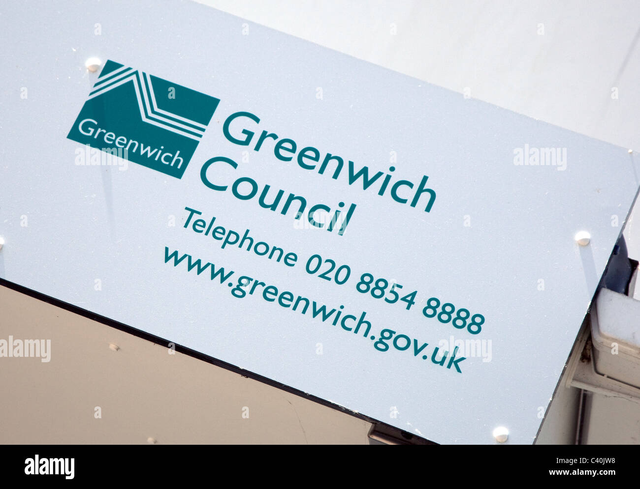 Inscrivez-vous sur les bureaux du Conseil de Greenwich, Londres, Woolwich Banque D'Images