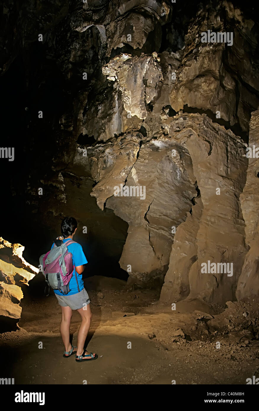 Personne dans le passage dans les grottes de Sterkfontein au berceau de l'humanité Afrique du Sud Banque D'Images