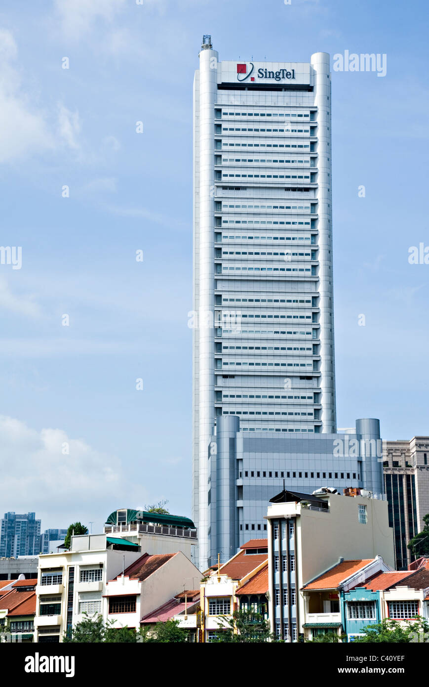 Le complexe des opérations Pickering Singtel Bâtiment gratte-ciel à Raffles Place République de Singapour Asie Banque D'Images