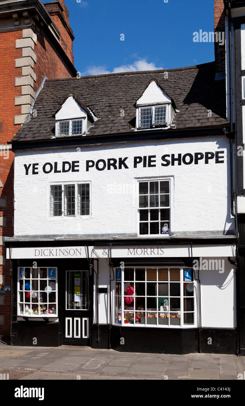 Ye Olde Melton Mowbray Pork pie Shoppe Dickinson & Morris Leicestershire Angleterre GO UK EU Europe Banque D'Images