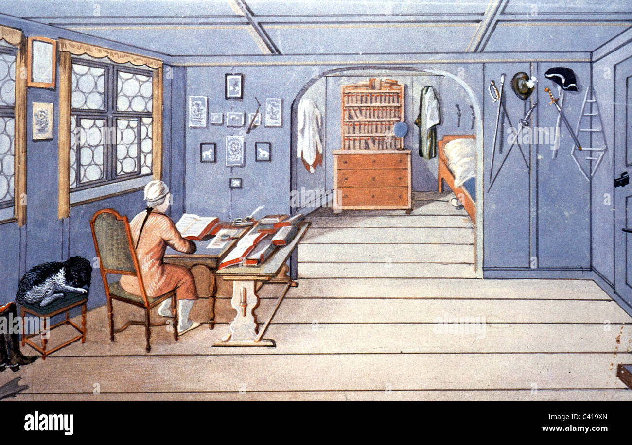 Éducation, étudiants, riche étudiant dans son appartement, Tuebingen, Allemagne, vers 1770, droits additionnels-Clearences-non disponible Banque D'Images