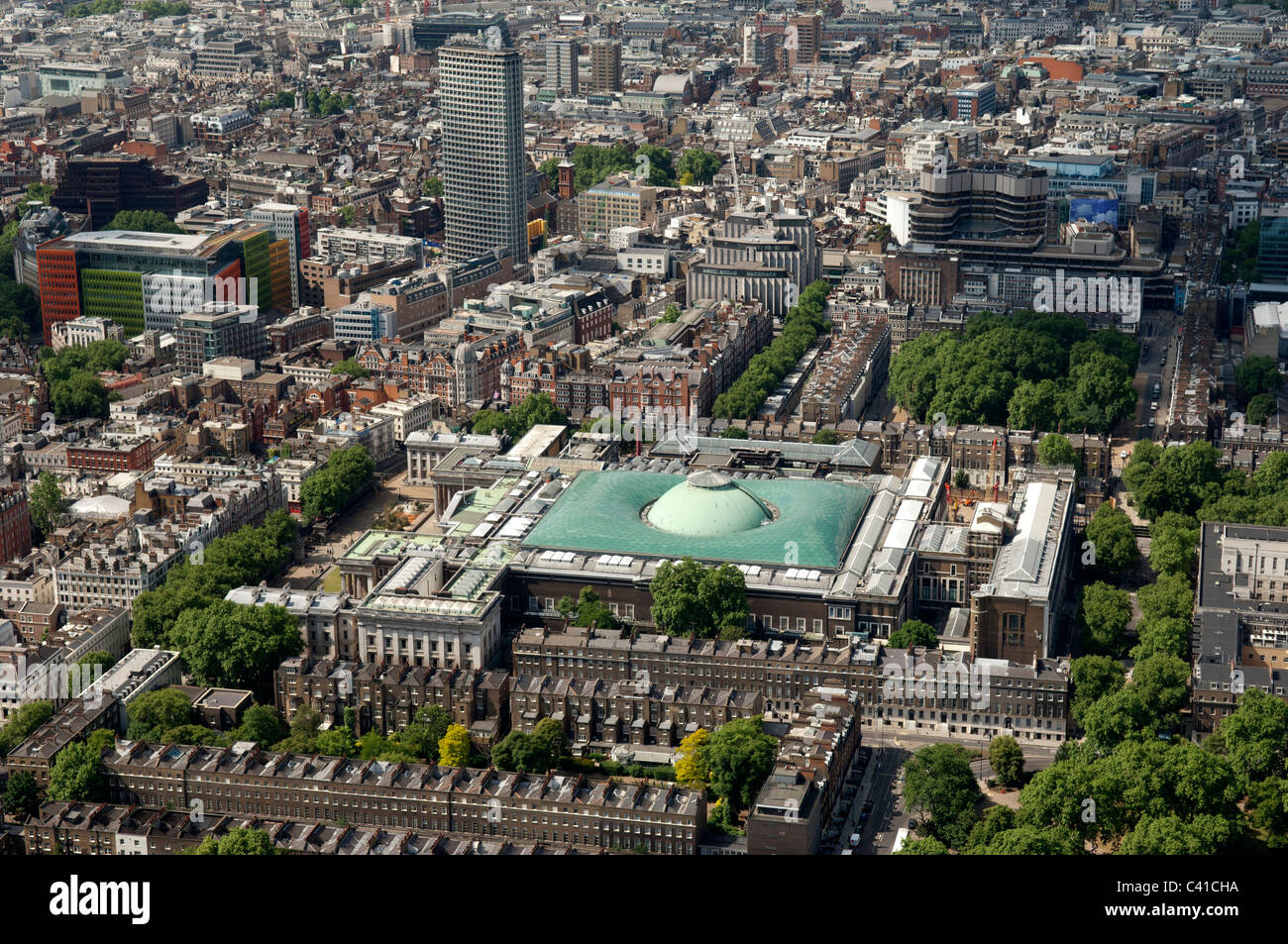 Le British Museum, vu de l'air. Banque D'Images