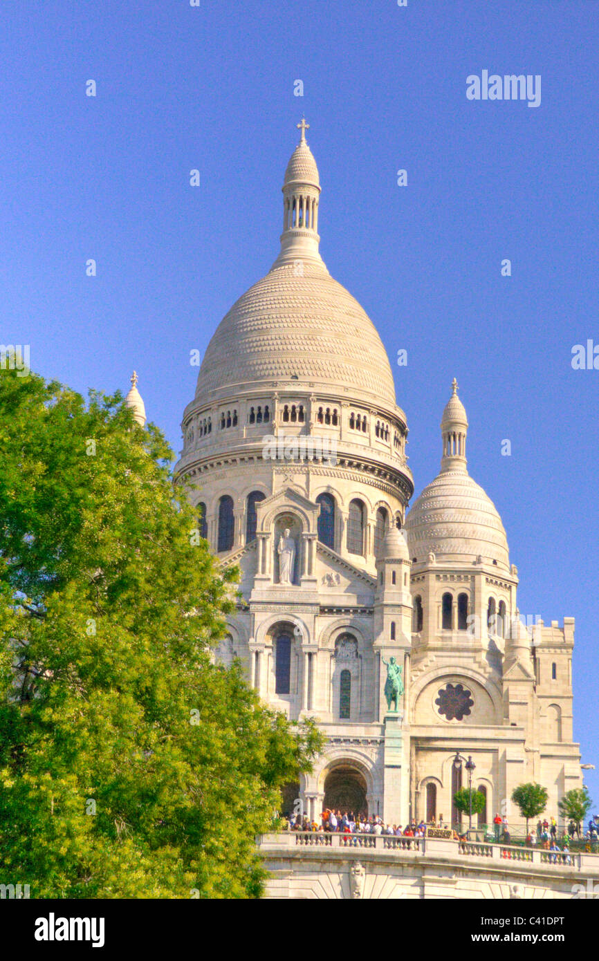 La basilique du Sacré-Cœur de Paris, communément connu sous le nom de Basilique du Sacré-Cœur église catholique romaine Banque D'Images