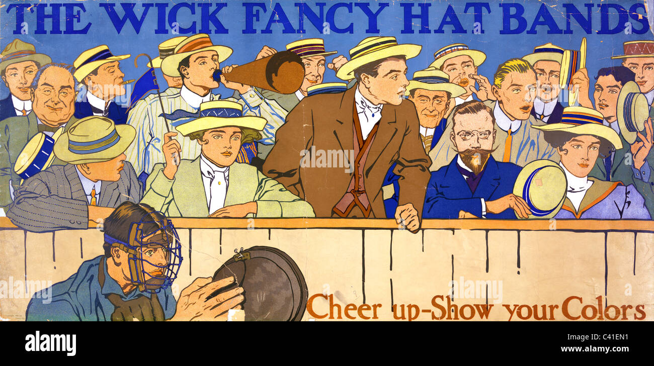 Vintage Wick plaqués Hat Company Bande annonce Banque D'Images
