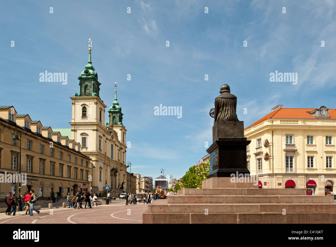 Mikolaj Kopernik Monument, Ulica Nowy Swiat, Varsovie, Pologne Banque D'Images