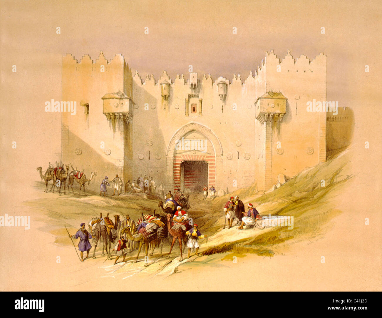 Porte de Damas, Jérusalem, Avril 1839 Banque D'Images