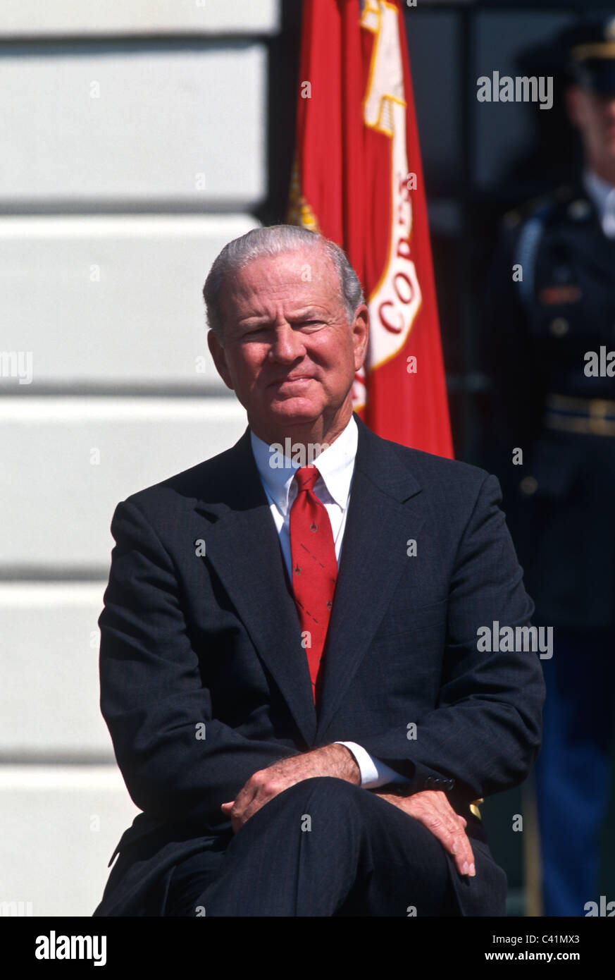 James Baker à la Maison Blanche à Washington, DC. 4 avril 1997 Banque D'Images