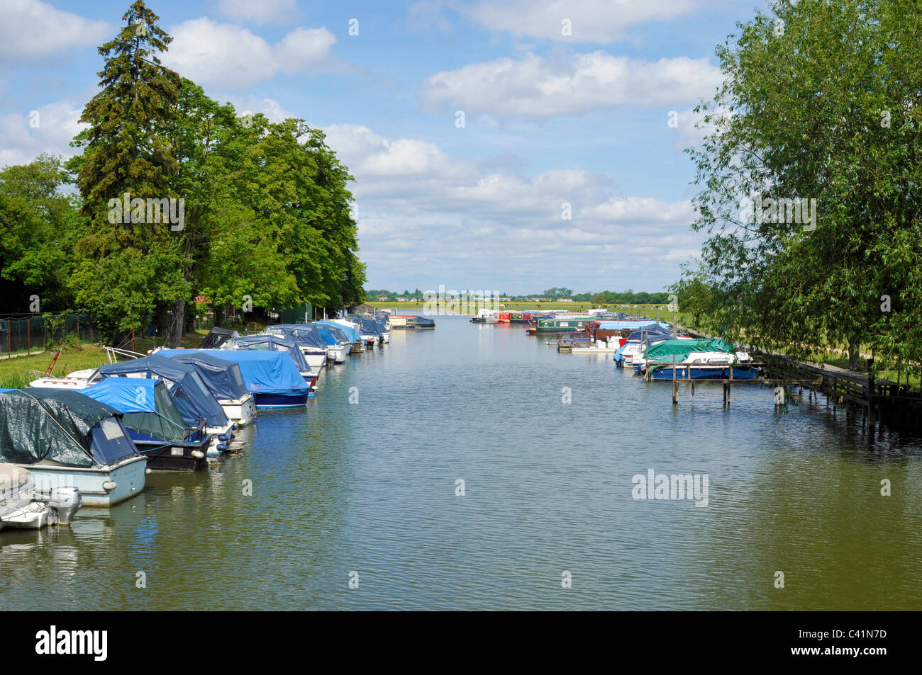 Bateaux amarrés sur la Tamise, Oxford, England, UK Banque D'Images
