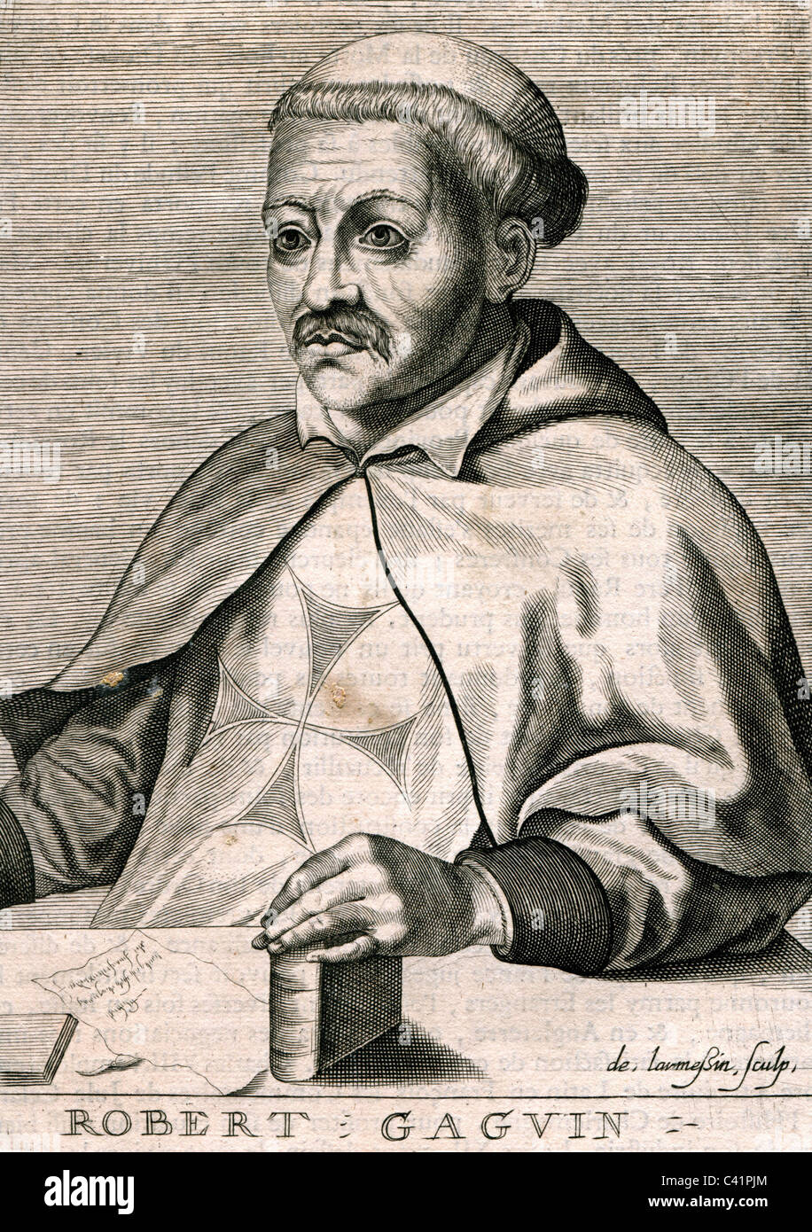 Gaguin, Robert, 1433 - 1501, l'humaniste français, demi-longueur, gravure sur cuivre par Nicolas de Larmessin (1640-1725), auteur de l'artiste n'a pas à être effacée Banque D'Images