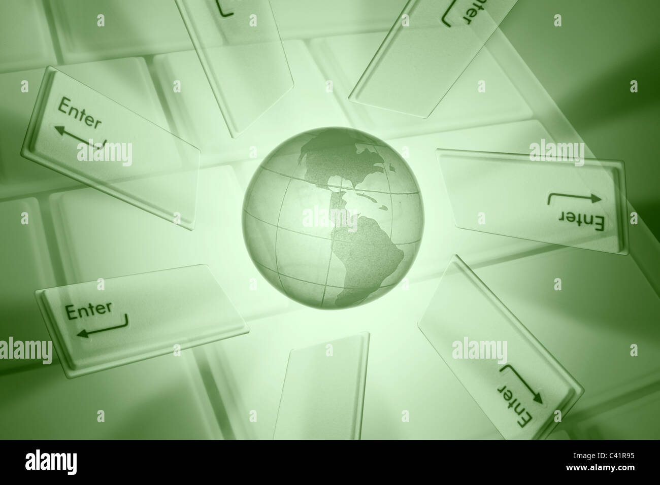 La société green concept monde : touches Entrer autour de globe Banque D'Images