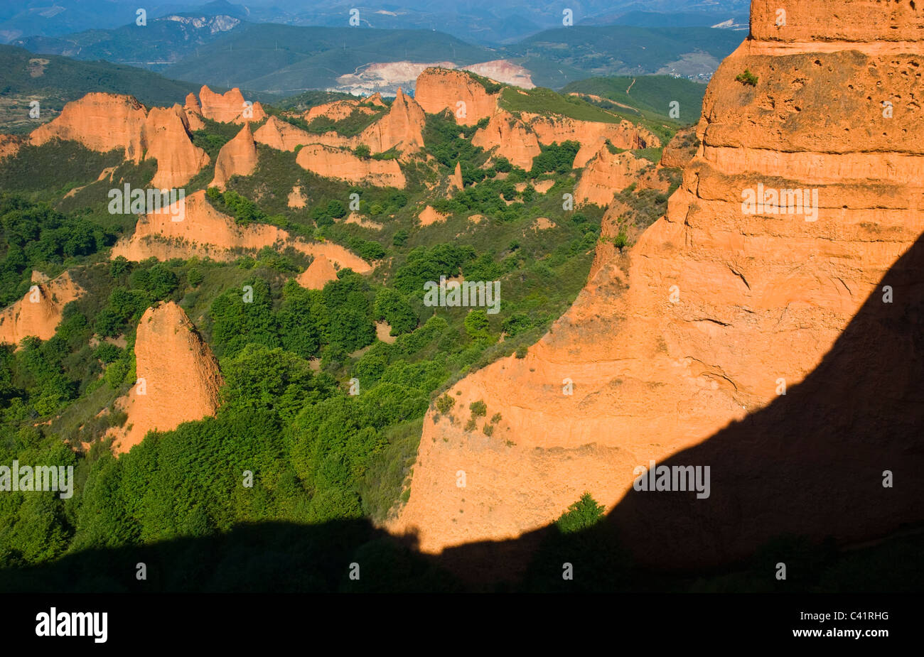 Las Médulas, mine d'or romaine l'un des sites du patrimoine mondial de l'UNESCO. Banque D'Images