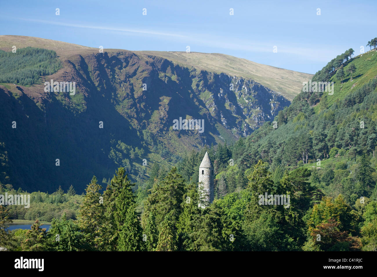 Glendalough tour ronde, Wicklow Mountains National Park, comté de Wicklow, en Irlande. Banque D'Images