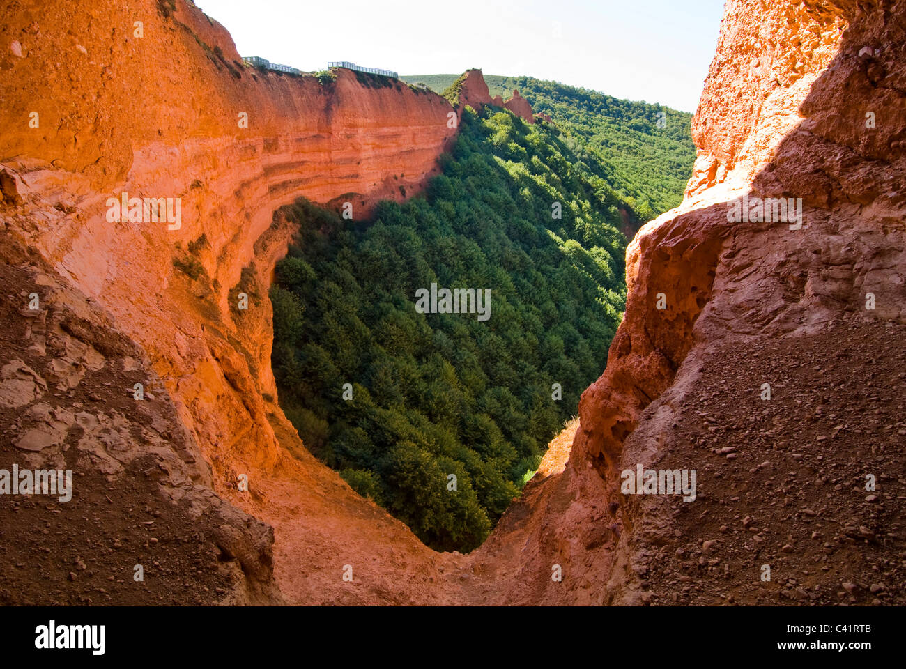 Las Médulas, mine d'or romaine l'un des sites du patrimoine mondial de l'UNESCO. Banque D'Images