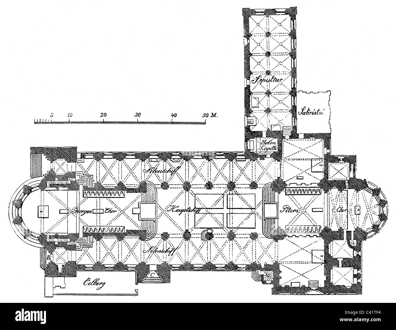 Architecture, plans d'étage, Cathédrale de Bamberg, construite 1004 - 1012, droits supplémentaires-Clearences-non disponible Banque D'Images