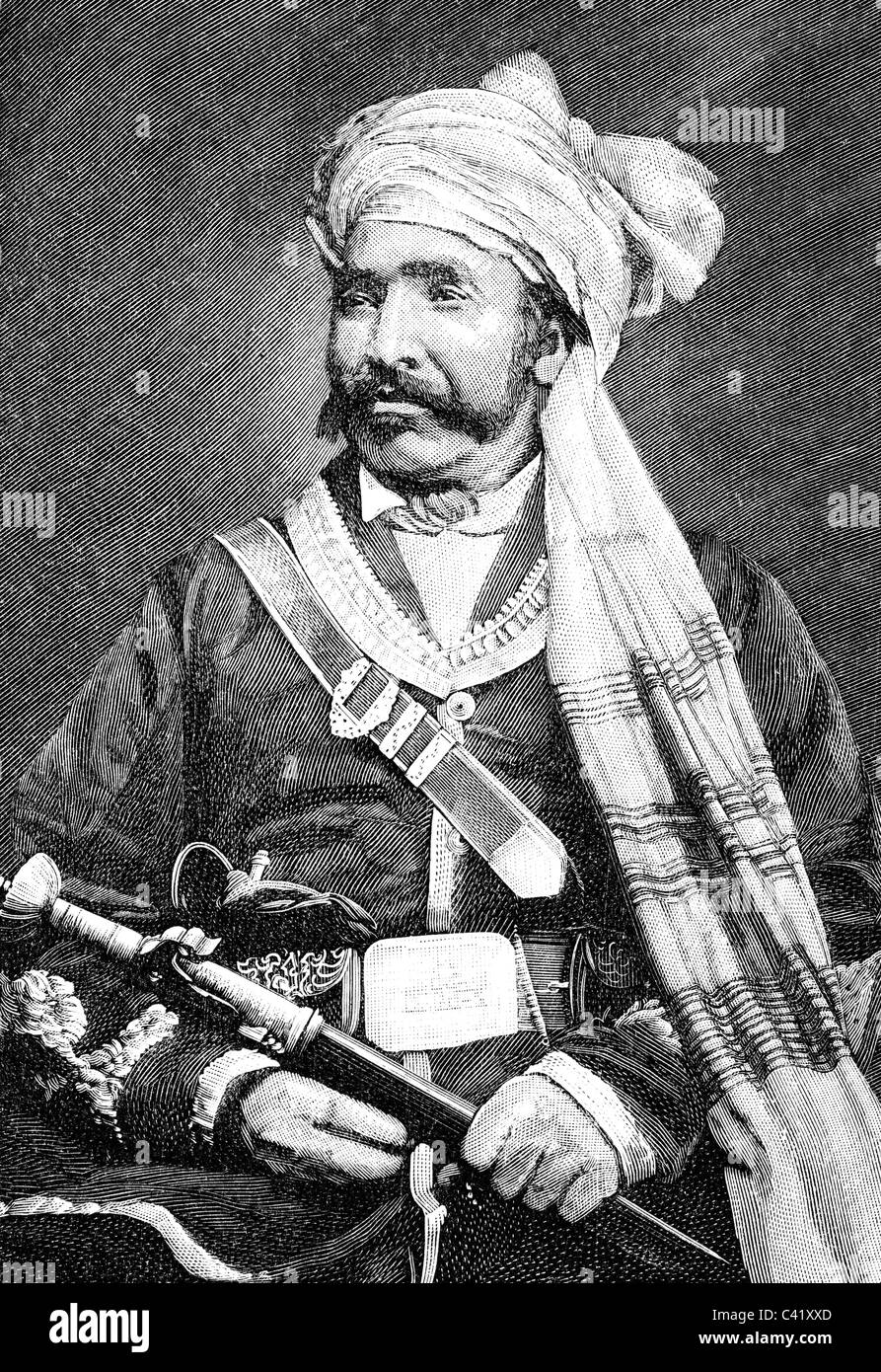 Abdur Rahman Khan, vers 1840 - 1.10.1901, Amir of Afghanistan 1880 - 1901, demi-longueur, gravure sur bois après photo, publié en 1896, Banque D'Images
