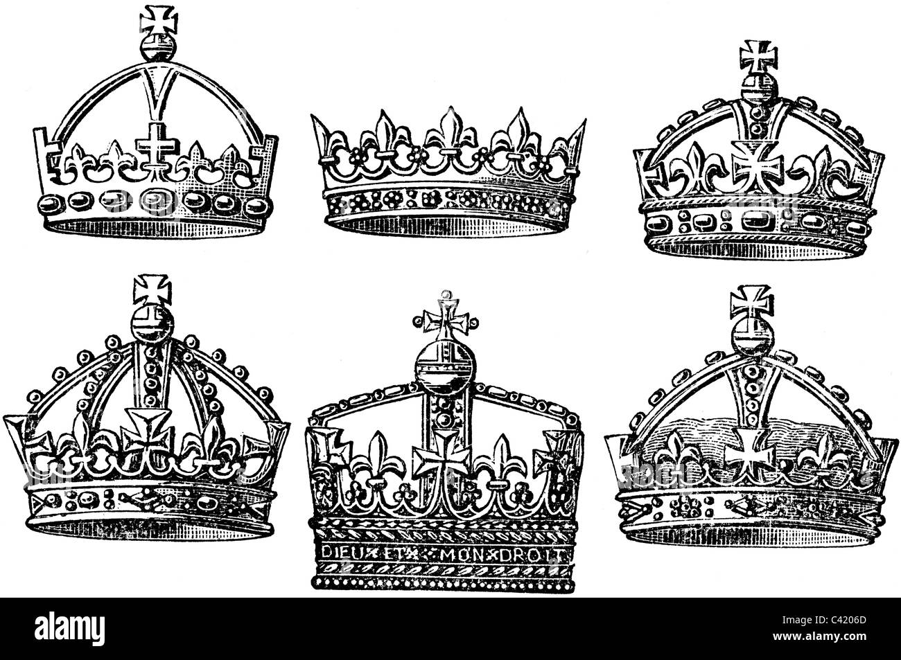 19ème siècle illustration de livre, prises à partir de la 9e édition (1875) de l'Encyclopédie Britannique, de l'anglais Couronnes royales Banque D'Images