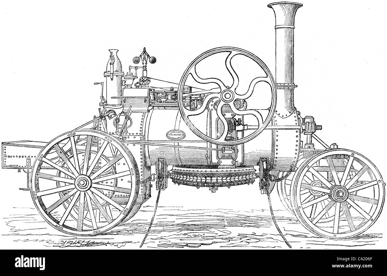 19ème siècle illustration de livre, prises à partir de la 9e édition (1875) de l'Encyclopédie Britannique, du moteur de la Locomotive à vapeur Banque D'Images