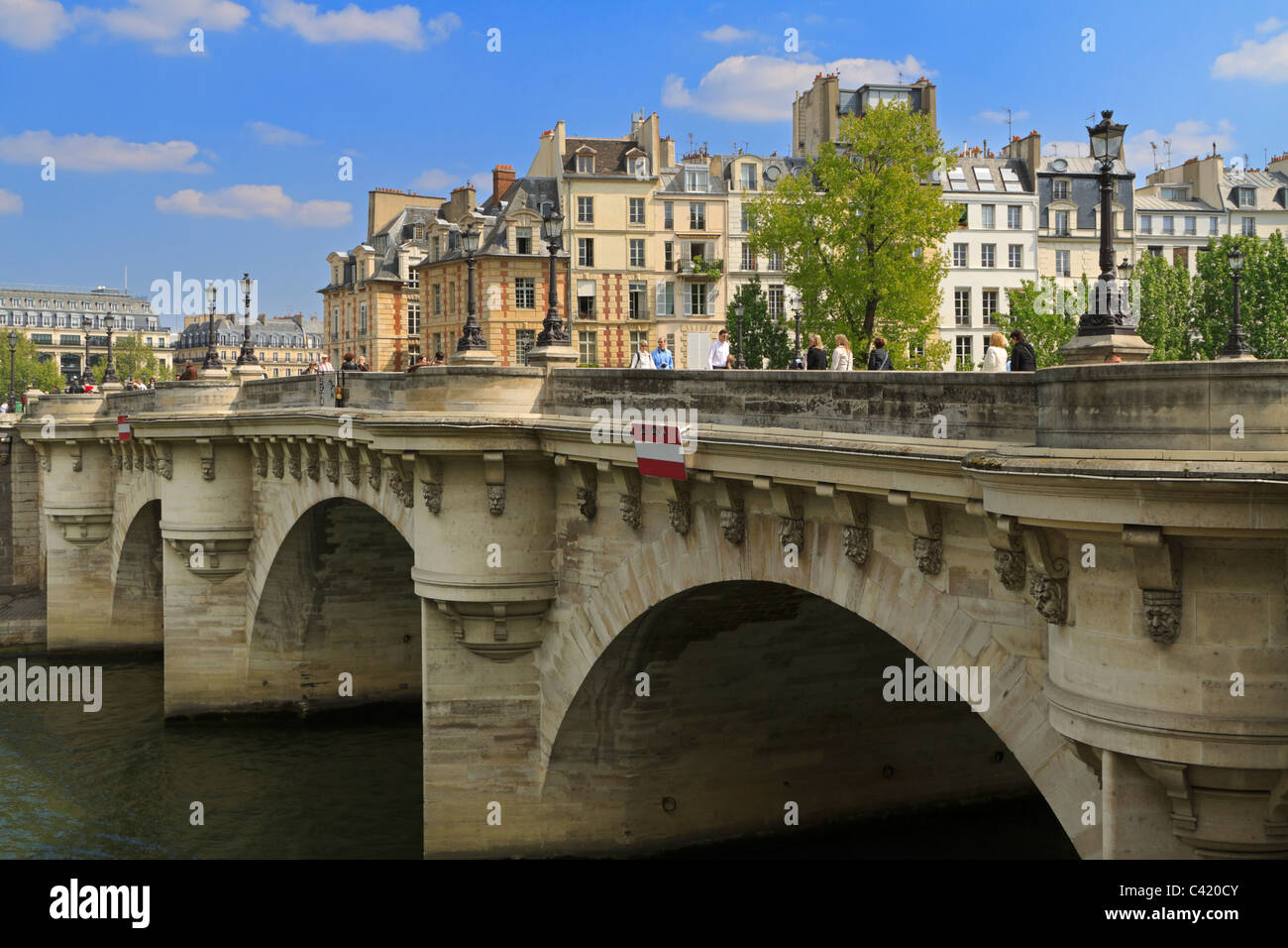 Pont Neuf et l'Ile de la Cité, Paris, France. Le Pont Neuf est le plus vieux pont de Paris, achevé en 1607. Banque D'Images