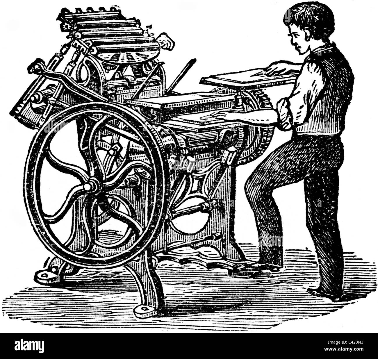 19ème siècle illustration de livre, prises à partir de la 9e édition (1875) de l'Encyclopédie Britannique, de Minerve presse à imprimer Banque D'Images