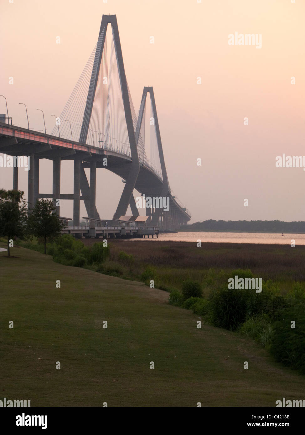 Arthur Ravenel Jr., pont au-dessus de la rivière Cooper Charleston en Caroline du Sud USA Banque D'Images