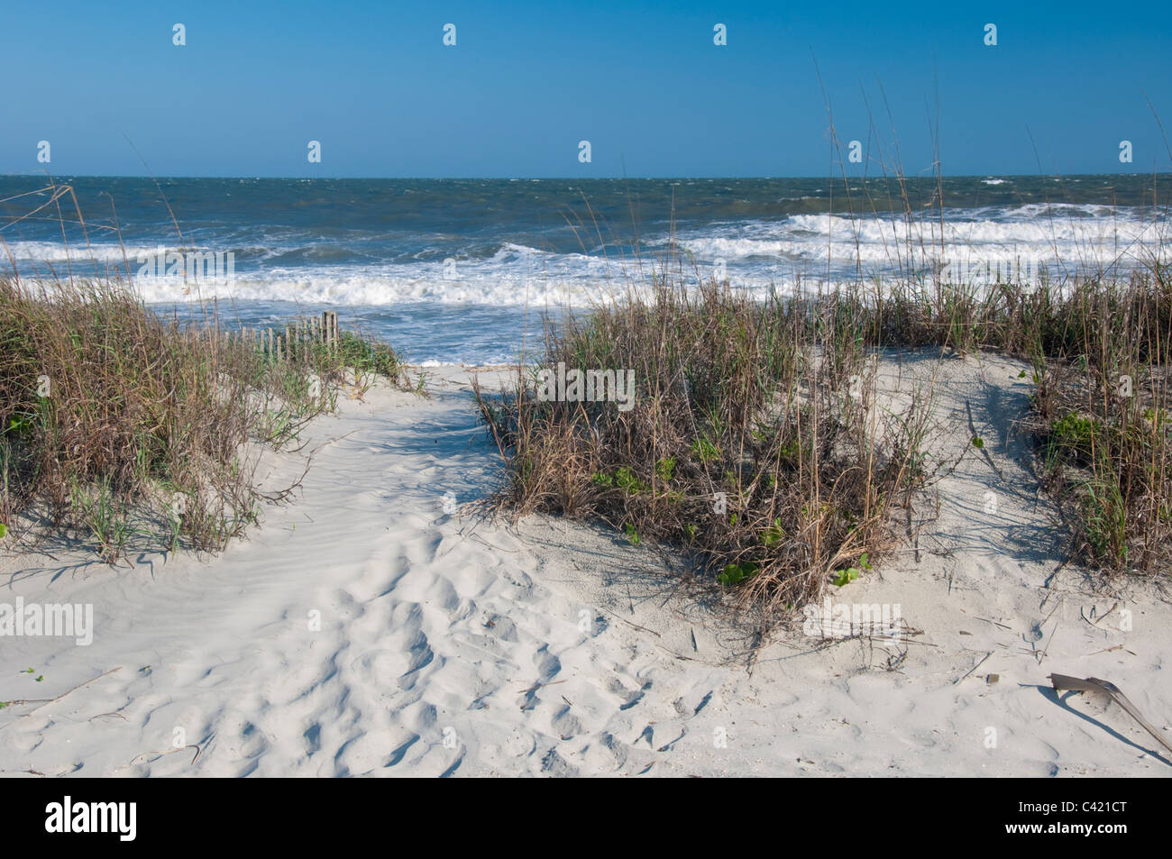 Le sable et l'eau Folly Beach en Caroline du Sud USA Banque D'Images