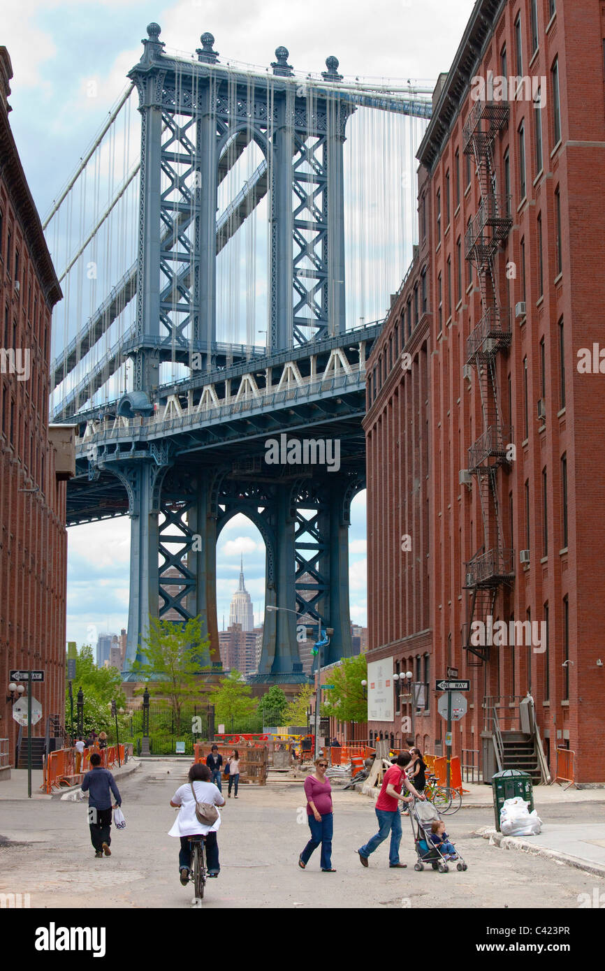 Le Pont de Manhattan de Dumbo, Brooklyn, New York City Banque D'Images