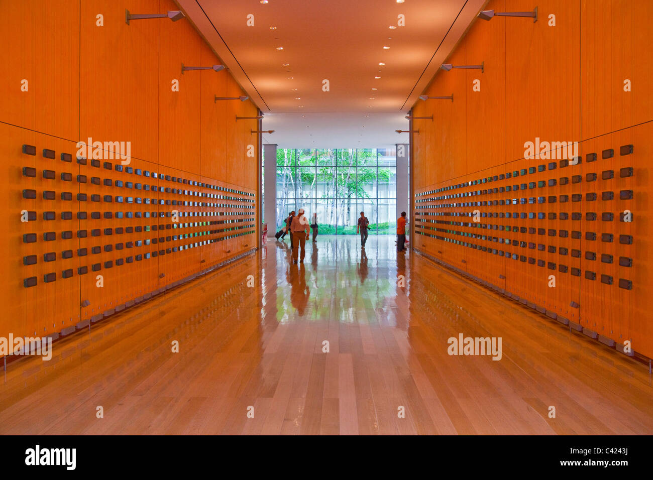 L'intérieur du Hall de New York Times Building par Renzo Piano, Manhattan, NYC Banque D'Images