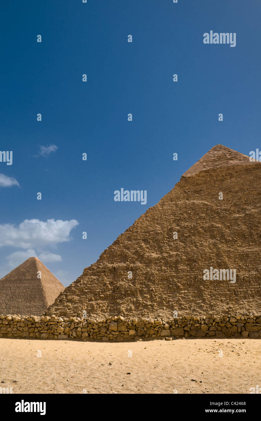Pyramides de Gizeh Égypte grande pyramide de Gizeh, et la Pyramide de Khafré. Banque D'Images