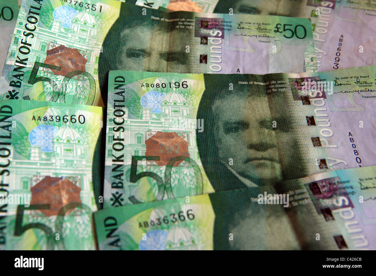 notes £50 livres Banque D'Images