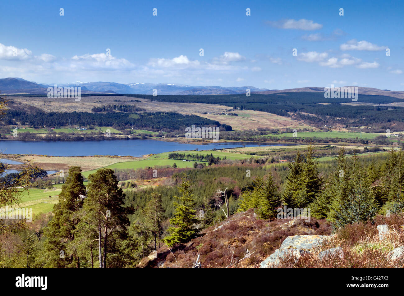 Vue panoramique sur le Kyle of Sutherland, pris près de Bonar Bridge, en Écosse, le journée ensoleillée Banque D'Images