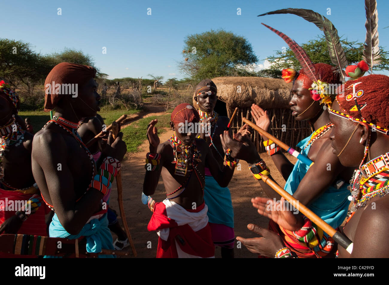 La tribu Samburu, Loisaba Wilderness Conservancy, Laikipia, Kenya. Banque D'Images