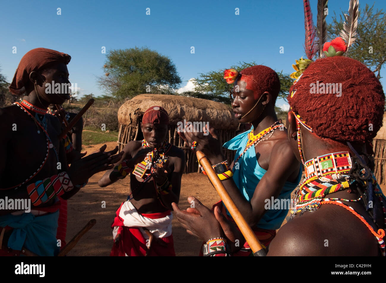 La tribu Samburu, Loisaba Wilderness Conservancy, Laikipia, Kenya. Banque D'Images