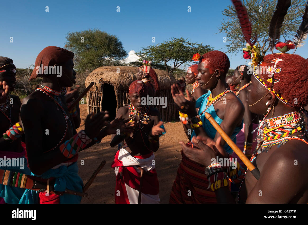 La tribu Samburu, Loisaba Wilderness Conservancy, Laikipia, Kenya. Banque D'Images