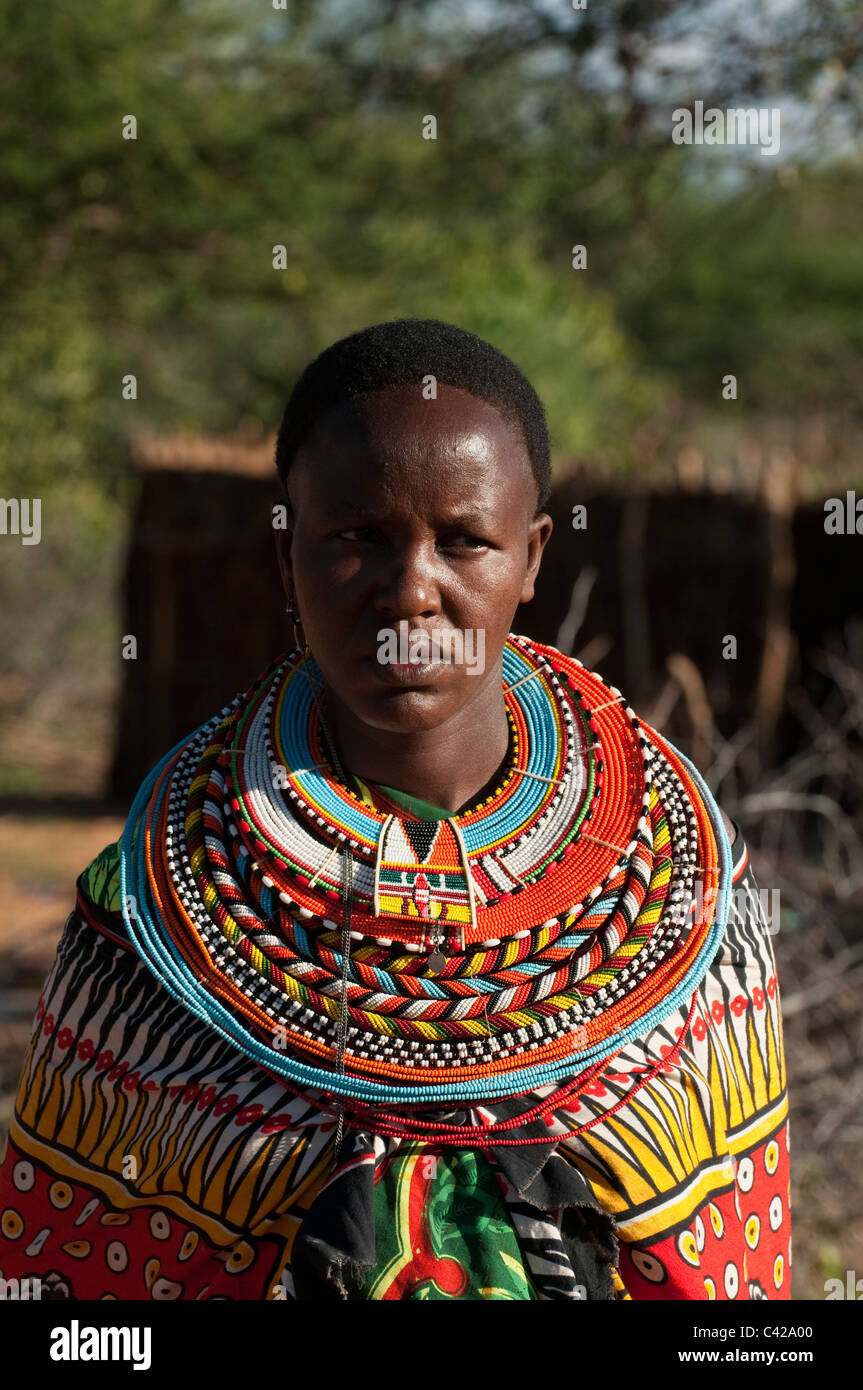 Femme Samburu, Loisaba Wilderness Conservancy, Laikipia, Kenya. Banque D'Images