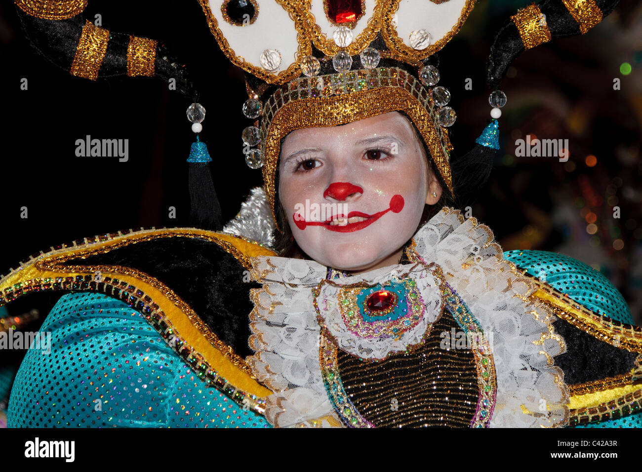 Portrait d'un Carnaval reveler déguisés à santa cruz de tenerife espagne Banque D'Images