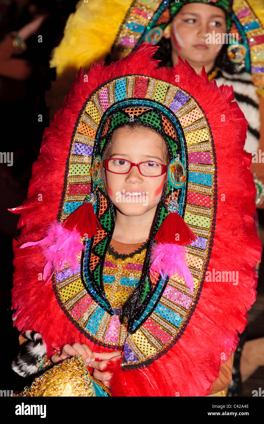 Portrait d'un Carnaval reveler déguisés à santa cruz de tenerife espagne Banque D'Images