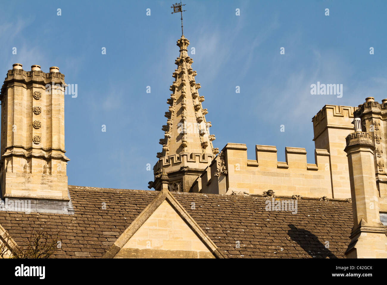 UK Oxford Magdalen College Roof Tops Banque D'Images