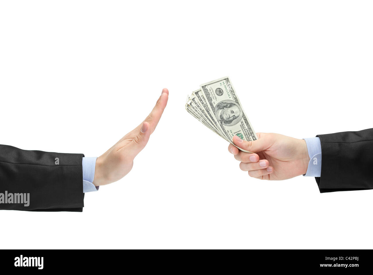 Refusant l'homme d'affaires offert pot-de-vin Banque D'Images