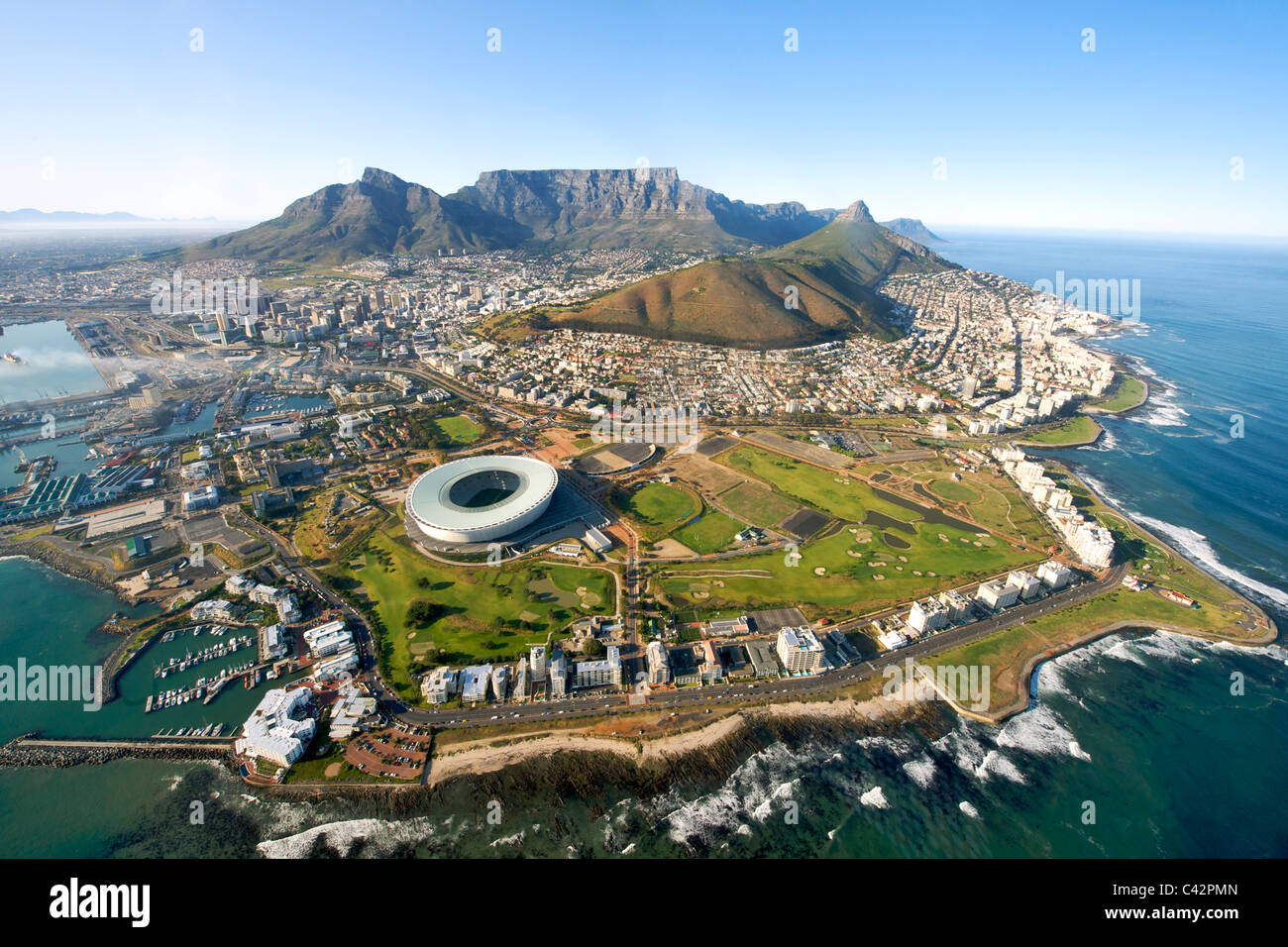 Vue aérienne de la ville de Cape Town, Afrique du Sud. Banque D'Images